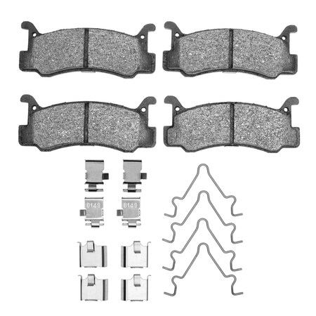 Dynamic Friction Co 5000 Advanced Brake Pads - Semi Metallic and Hardware Kit, Long Pad Wear, Rear 1551-0366-01